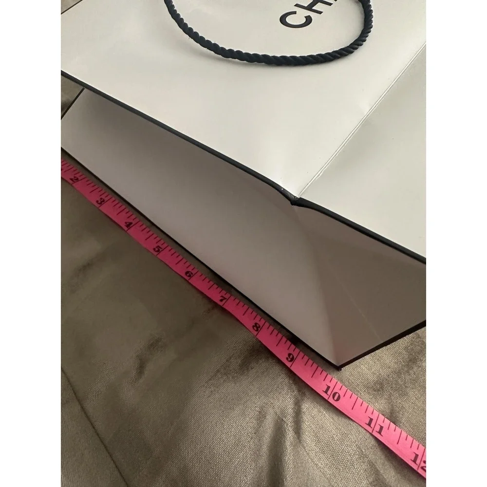 Chanel Boutique Store Shopping Gift Bag White Black Paper Rope Handles‎ Medium